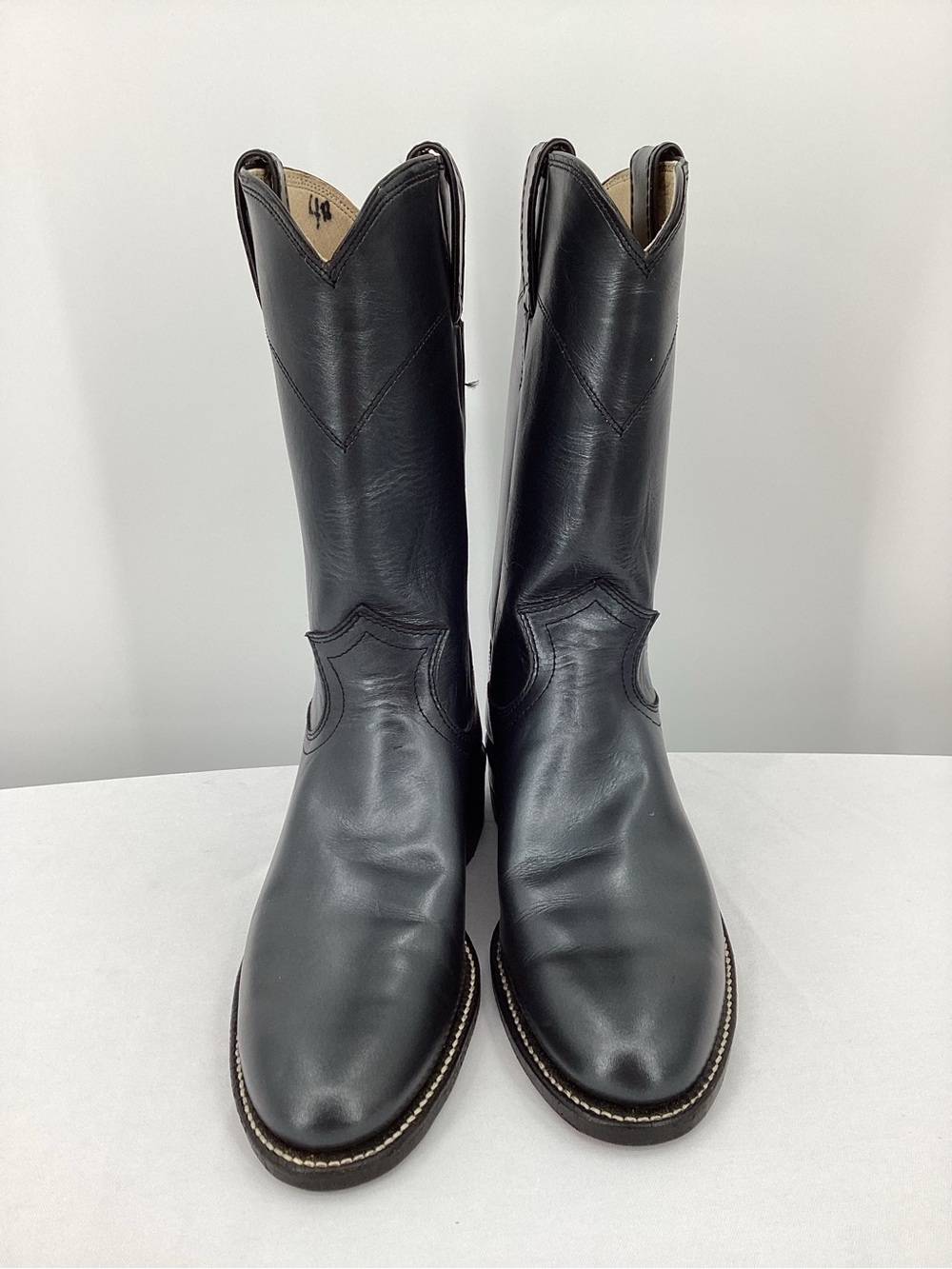 Justin Boots Woman Black Leather Roper Cowboy Boots